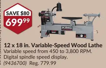 Princess Auto 12 x 18 in. Variable-Speed Wood Lathe offer