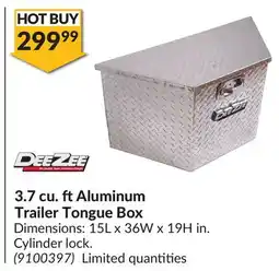 Princess Auto 3.7 cu. ft Aluminum Trailer Tongue Box offer