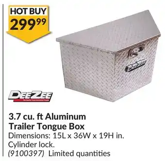 Princess Auto 3.7 cu. ft Aluminum Trailer Tongue Box offer