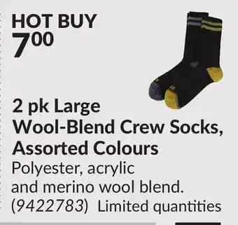 Princess Auto 2 pk Large Wool-Blend Crew Socks Colours offer