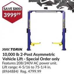 Princess Auto 10, 000 lb 2-Post Asymmetric Vehicle Lift offer