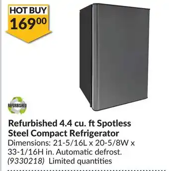Princess Auto Refurbished 4.4 cu. ft Spotless Steel Compact Refrigerator offer