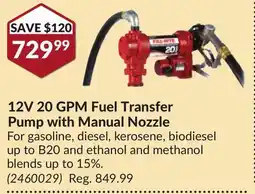 Princess Auto 12V 20 GPM Fuel Transfer Pump with Manual Nozzle offer