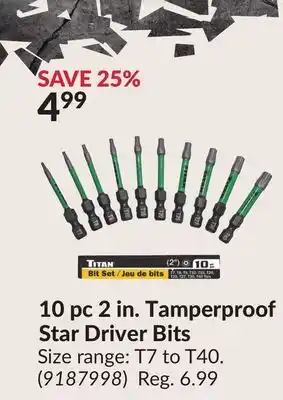 Princess Auto 10 pc 2 in. Tamperproof Star Driver Bits offer