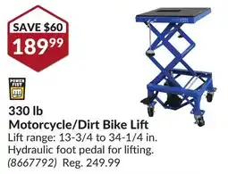 Princess Auto 330 lb Motorcycle/Dirt Bike Lift Lift range offer