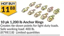Princess Auto 10 pk 1, 200 lb Anchor Rings offer