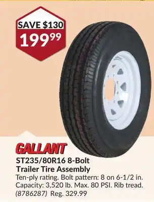 Princess Auto ST235/80R16 8-Bolt Trailer Tire Assembly offer