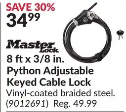 Princess Auto 8 ft x 3/8 in. Python Adjustable Keyed Cable Lock offer