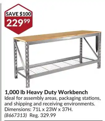 Princess Auto 1,000 lb Heavy Duty Workbench offer