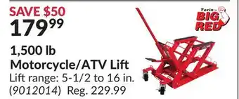 Princess Auto 1, 500 lb Motorcycle/ATV Lift Lift range offer