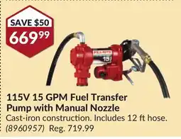 Princess Auto 115V 15 GPM Fuel Transfer Pump offer
