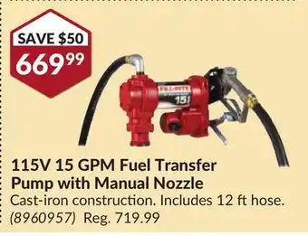 Princess Auto 115V 15 GPM Fuel Transfer Pump offer