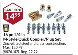 Princess Auto 16 pc 1/4 in. M-Style Quick Coupler/Plug Set offer