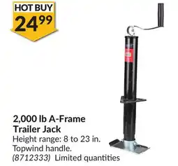 Princess Auto 2,000 lb A-Frame Trailer Jack offer