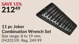 Princess Auto 11 pc Joker Combination Wrench Set offer
