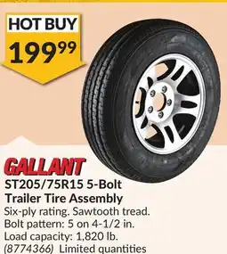 Princess Auto ST205/75R15 5-Bolt Trailer Tire Assembly offer