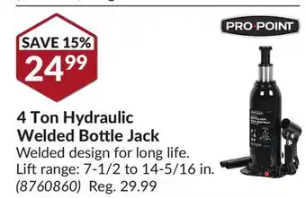 Princess Auto 4 Ton Hydraulic Welded Bottle Jack offer