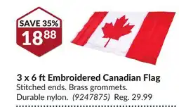 Princess Auto 3 x 6 ft Embroidered Canadian Flag offer