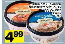 Supermarché PA TARTINADES AU SAUMON FUMÉ, TRUITE OU THON LA BOUCANERIE | SPREADS offer
