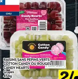 Supermarché PA RAISINS SANS PÉPINS VERTS COTTON CANDY OU ROUGES CANDY HEARTS | Grapes offer