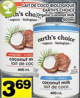 Supermarché PA LAIT DE COCO BIOLOGIQUE EARTH'S CHOICE | Organic Coconut Milk offer