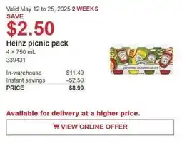 Costco Heinz picnic pack offer