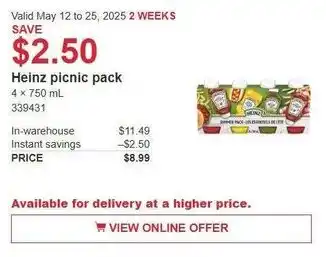 Costco Heinz picnic pack offer