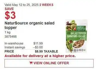Costco Natursource organic salad topper offer