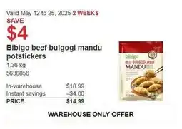 Costco Bibigo beef bulgogi mandu potstickers offer