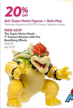 Toys R us The Super Mario Movie 7 Feature Bowser Fire Breathing Effects offer