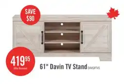 The Brick Davin 61 Rustic TV Stand with Storage and Cable Management for TVs up to 70- Whitewash offer