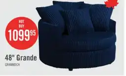 The Brick Made in Canada Grande 48 Chenille Fabric Cuddler Accent Chair - Groove Midnight Blue offer