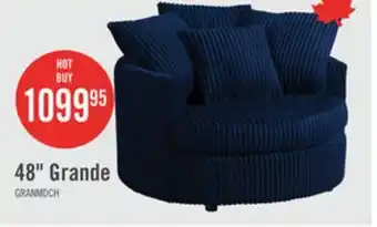 The Brick Made in Canada Grande 48 Chenille Fabric Cuddler Accent Chair - Groove Midnight Blue offer