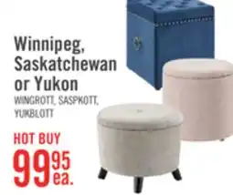 The Brick Winnipeg 17.5 Round Fabric Storage Ottoman - Grey offer