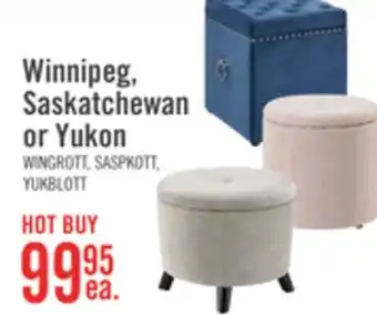 The Brick Winnipeg 17.5 Round Fabric Storage Ottoman - Grey offer