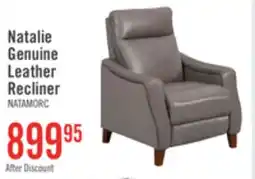 The Brick Natalie 32.5 Top-Grain Genuine Leather Pushback Reclining Chair with Wood Legs - Grey offer