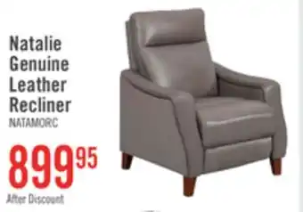 The Brick Natalie 32.5 Top-Grain Genuine Leather Pushback Reclining Chair with Wood Legs - Grey offer