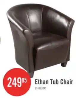 The Brick Ethan 31 Faux Leather Tub-Style Accent Chair with Wood Legs - Brown offer