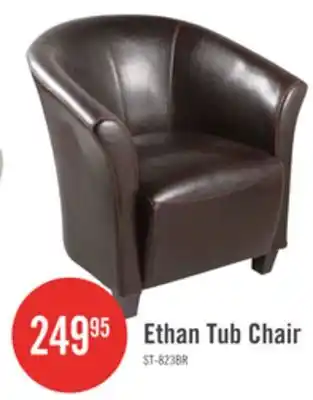 The Brick Ethan 31 Faux Leather Tub-Style Accent Chair with Wood Legs - Brown offer