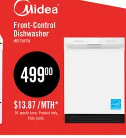 The Brick Midea 24 Front-Control Dishwasher with Interior Light - MDF24P2BWW offer