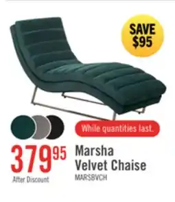 The Brick Marsha 26 Velvet Fabric Chaise Lounge with Metal Base - Green offer