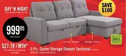 The Brick Carter 2-Piece Right-Facing Linen-Look Fabric Sleeper Sectional with Storage Chaise - Solis Grey offer