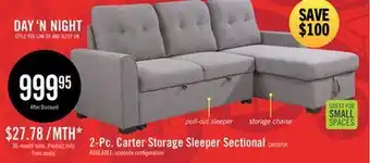 The Brick Carter 2-Piece Right-Facing Linen-Look Fabric Sleeper Sectional with Storage Chaise - Solis Grey offer