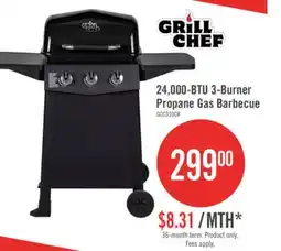 The Brick Grill Chef 24,000 BTU 3-Burner LP Gas BBQ - GCC310CRP offer