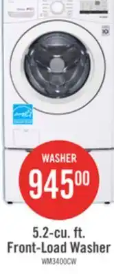 The Brick LG 5.2 Cu. Ft. Front-Load High-Efficiency Washer - White - Stackable - WM3400CW offer