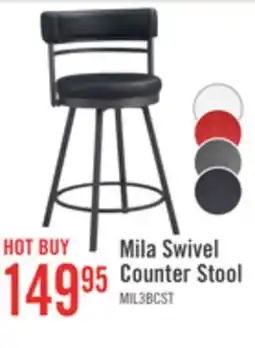 The Brick Mila Counter Stool with Swivel Seat, Vegan Leather Fabric, Metal - Black offer