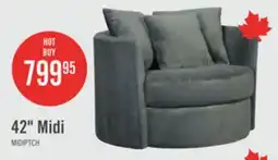 The Brick Made in Canada Midi 42 Chenille Fabric Swivel Cuddler Accent Chair - Plush Thunder Grey offer