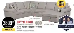 The Brick Scott Living Haven 3-Piece Right-Facing Chenille Fabric Sleeper Sectional with Storage Chaise - Grey offer