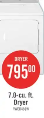 The Brick Whirlpool 7 Cu. Ft. Electric Dryer - White - YWED4815EW offer