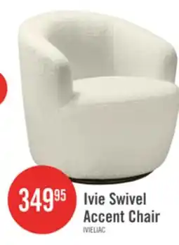 The Brick Ivie 28.7 Chenille Boucle Fabric Curved Swivel Accent Chair - White offer